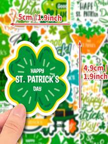 50入組聖派屈克節綠色幸運葉子防水裝飾貼紙,聖派屈克節綠色幸運葉子祝福貼紙,適用於裝飾家庭、筆記本、電腦、手機、水杯、滑板、辦公室文具、節慶禮物和生日禮物 - 彩色 - 查看 7