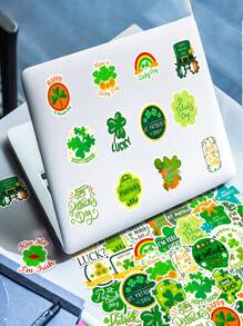 50入組聖派屈克節綠色幸運葉子防水裝飾貼紙,聖派屈克節綠色幸運葉子祝福貼紙,適用於裝飾家庭、筆記本、電腦、手機、水杯、滑板、辦公室文具、節慶禮物和生日禮物 - 彩色 - 查看 6