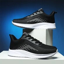 男士運動休閒鞋,大尺碼軟質輕盈跑鞋,防滑舒適減震,全黑工作鞋 - 彩色 - 查看 2