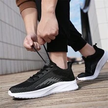男士運動休閒鞋,大尺碼軟質輕盈跑鞋,防滑舒適減震,全黑工作鞋 - 彩色 - 查看 5