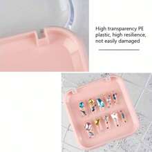 1 件方形反轉美甲收納盒,高級美甲首飾盒,特殊美甲包裝盒,美甲工具 - 粉色 - 查看 5