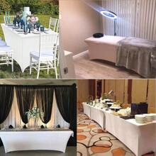 1pc(White)6-Foot Elastic Polyester Fiber Table Cover, Suitable For Standard Folding Tables - Suitable For Universal Table Covers Such As Weddings, Banquets, And Parties/Conferences - 1 Pack - View 9