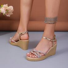 女士楔形跟腳踝帶涼鞋 - 彩色 - 查看 4