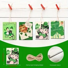 24 件復古聖派翠克節裝飾吊墜三葉草木標誌家居派對用品 - 數量 - 查看 7