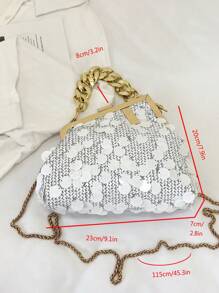 胸包 斜背包 1 件手拿包 晚宴包 時尚亮片適合晚宴婚禮 優雅異型夾扣 女士新娘派對女孩使用 手機存儲 適合日常晚宴 - 白色 - 查看 3