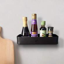 Nordic Style Bathroom Toiletry Storage Basket, Space Aluminum Kitchen Seasoning Rack, Garage Tool Hook - 1 Piece (Black/White/Gun Grey) - Black - View 2