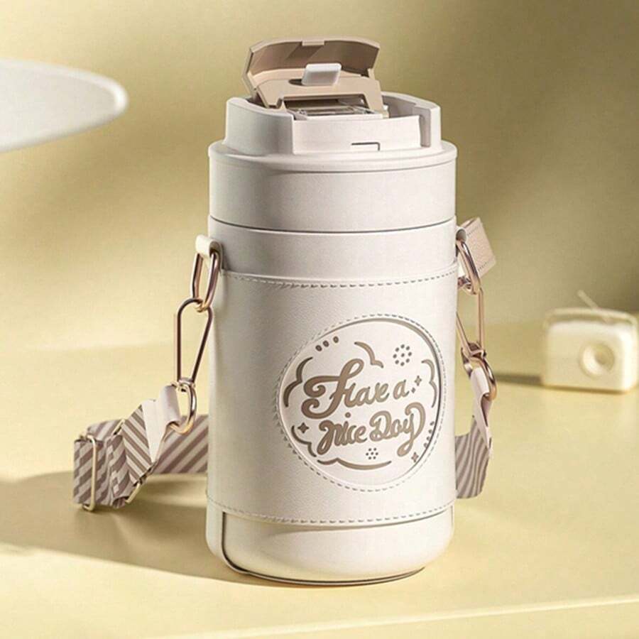 垂大煌保溫咖啡杯,316不鏽鋼內膽,真空保溫,高性能便攜式戶外咖啡杯,灰色 - 灰色 - 查看 1