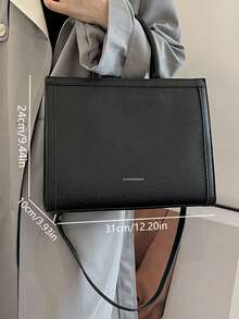 大容量復古韓式女士肩袋,通勤手提包,斜跨包 - 黑色 - 查看 2