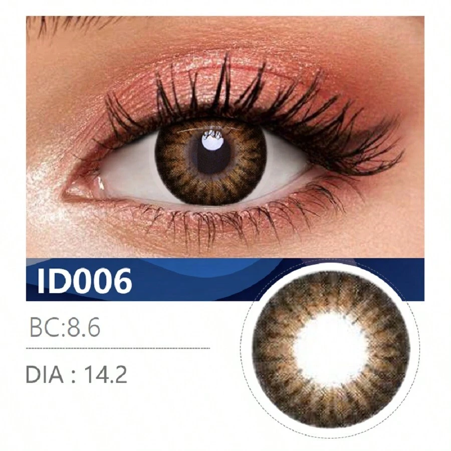1對棕色化妝美容隱形眼鏡,適用於黑色眼睛鏡片14.2mm - 黑與白 - 查看 1