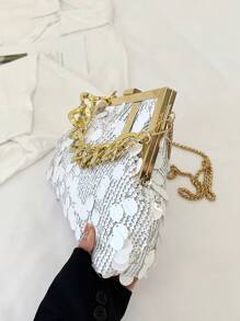 胸包 斜背包 1 件手拿包 晚宴包 時尚亮片適合晚宴婚禮 優雅異型夾扣 女士新娘派對女孩使用 手機存儲 適合日常晚宴 - 白色 - 查看 8