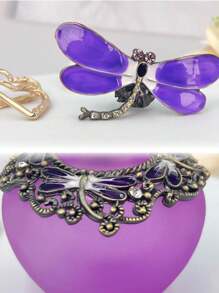 Fancy Purple Dragonfly Empty Refillable Glass Perfume Bottle, Vintage Frosted Butterfly Cover Perfume Bottle - Purple - View 3