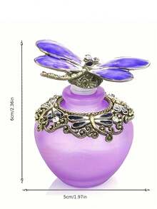 Fancy Purple Dragonfly Empty Refillable Glass Perfume Bottle, Vintage Frosted Butterfly Cover Perfume Bottle - Purple - View 5