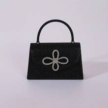 Charming, Elegant, Exquisite, Luxurious Sparkling Diamond Decor Evening Bag, Bridal Wedding Purse, Party Clutch - Black - View 3