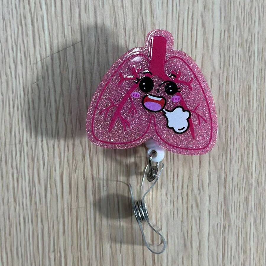 1件心形可伸縮徽章卷軸,啟發性語錄名牌持有人,配有身分證持有人,適用於護理學生、員工和志願者 - 彩色 - 查看 1