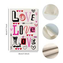 1面花卉心形水彩'愛'情人節花園旗幟,簡約浪漫正方形橫額,四季家庭花園裝飾 - 黑與白 - 查看 3