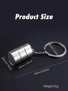 1pc Creative Metal Gasoline Drum Shaped Keychain, Car Key Ring, Bag Pendant, Ideal Gift For Best Friends - Silver - View 4