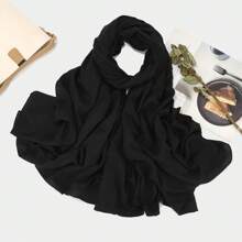 1pc Solid Color Women's Daily Head Scarf - Black - View 10