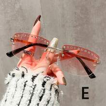 1pc Fashionable Unisex Hip Hop Style Fashion Glasses With Rhinestone Decor, Cut-Edge Frame Party Fashion Glasses For Dancing - Multicolor - View 6