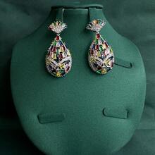 Saudi Arabia Colorful Jewelry Set For Wedding Bridal Dress Accessories Dubai Earrings & Necklace 2-Pieces Set - Two Piece Set - View 10