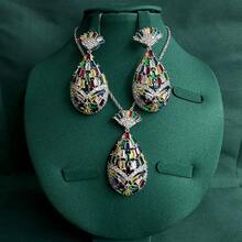 Saudi Arabia Colorful Jewelry Set For Wedding Bridal Dress Accessories Dubai Earrings & Necklace 2-Pieces Set - Two Piece Set - View 6