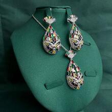 Saudi Arabia Colorful Jewelry Set For Wedding Bridal Dress Accessories Dubai Earrings & Necklace 2-Pieces Set - Two Piece Set - View 9