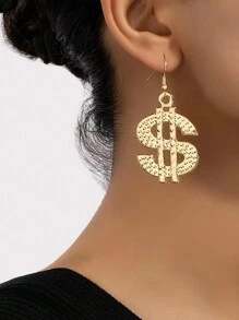 時尚的美金耳環 - 金黃色 - 查看 1