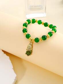 1只時尚而精緻的綠色珠鏈手鐲,適用於女性派對 - 彩色 - 查看 6
