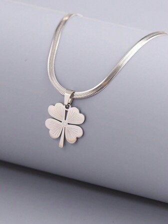 VceTd Stainless Steel Four-Leaf Clover Shaped Pendant Necklace, Suitable For Women's Daily Wear Valentines,Mom,Mother,Mother's Day,Gift
