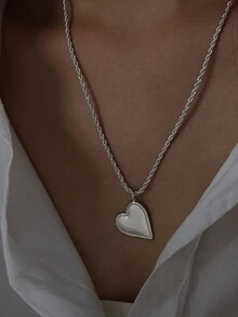 Pretty Fad European And American Style Romantic Heart Pendant With Twisted Chain Made Of Minimalist Design And Gold-Plated Titanium Steel Jewelry Set - Golden Yellow (1 Pair Of Earrings) - View 11