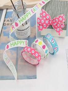 1 件 4.5m 復活節絲帶,帶兔子,編織頭帶,蝴蝶結 Diy 配件,節日禮品包裝裝飾 - 彩色 - 查看 4