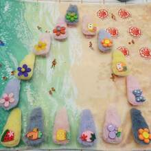 5 件套毛绒发夹日甜美发夹可爱侧面公主碎发鳄鱼发夹花朵迷人发饰 - 漸層 - 查看 4