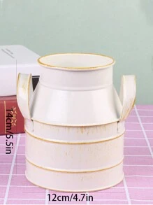 1个/2个复古金属铁艺装饰花瓶 - 白色 - 查看 3
