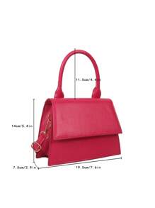 Mini Fashionable Solid-Colored Pu Handbag - Hot Pink - View 6