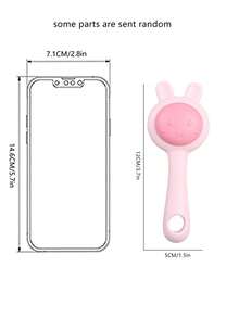 1pc Random Color & Style Baby Rattle With Teether, Cute Bunny Sand Hammer Infant Training Toy With Grasping Handle & Sound Maker - Multicolor - View 9