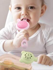 1pc Random Color & Style Baby Rattle With Teether, Cute Bunny Sand Hammer Infant Training Toy With Grasping Handle & Sound Maker - Multicolor - View 8