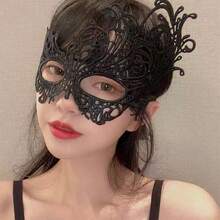 1pc Highly Attractive Black Sexy Lace Eye Mask For Masked Ball, Minimalist Sexy Veil, Goddess Face Cover, Masquerade - Black Phoenix - View 4
