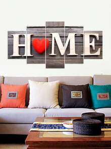 5pcs Letter Graphic Wall Sticker, Modern Heart & Letter Graphic PVC Wall Decal For Home Decoration - Multicolor - View 4