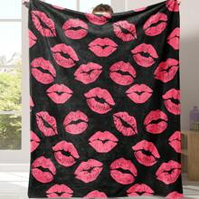 1pc Lip Print Blanket, Perfect Festival Gift For Boyfriend/Girlfriend, Suitable For Living Room, Bedroom, Children's Room, Outdoor Rooms, Soft And Comfortable Throw Blanket, Travel Sofa Bed, Office Home Decor, Birthday Gift Blanket, For Boys, Girls, Adults, All Seasons - Multicolor - View 3