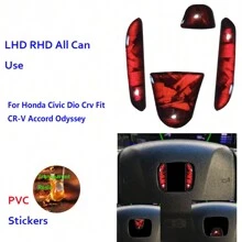 汽車內裝汽車方向盤標誌紅色pvc貼紙保護裝飾思域 Dio Crv Fit Cr-v Accord 奧德賽 - 紅色 - 查看 9
