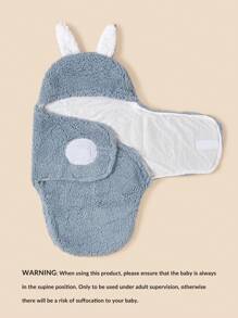 嬰兒卡通藍色襁褓毯 - 藍色 - 查看 3