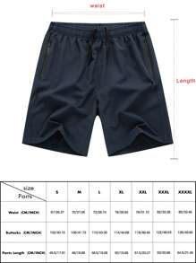 Montvoo Fitness Men Solid Color Zipper Pocket Sports Shorts - Navy Blue - View 7
