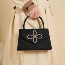 Charming, Elegant, Exquisite, Luxurious Sparkling Diamond Decor Evening Bag, Bridal Wedding Purse, Party Clutch - Black - View 1