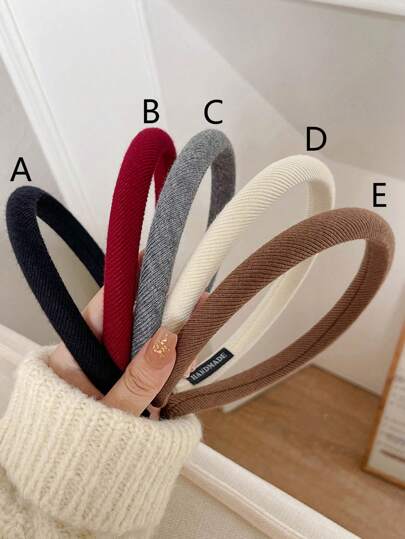 1-5pcs 38cm/14.96in Circumference Women's Knitted Headbands In Red, Black, White, Brown, Fashion Versatile High-End Minimalist Solid Color Hair Accessories Suitable For Daily Wear, Commuting, Hairstyling, Makeup, Outfit Matching Head Accessories Hairband