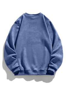 Men's Suede Thermal Lined Sweatshirt - Dusty Blue - View 2