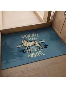 1pc Dirt Resistant Animal Door Mat, Bathroom Absorbent Toilet Floor Rug With Anti-Slip Bottom For Home - Wolf - View 1