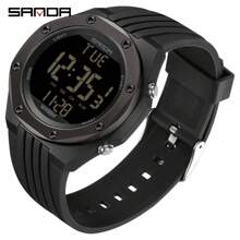 Sanda 1pc Unisex Multifunctional Fashionable Simple Automatic Digital Watch With Night Light Display, Waterproof, Suitable For Sports And Leisure, Model 6093 - Black - View 8