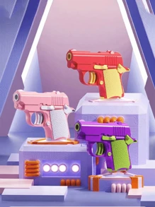 M1911 Toy Gun Inspired 3d Miniature Carrot Knife Stress Relief Squishy Toy, Carrot Gun - Blue and White - View 3