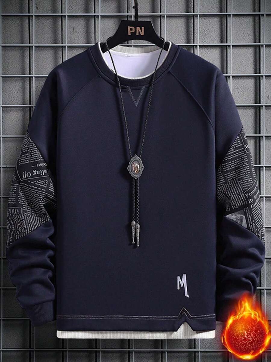 男士針織運動衫 - 藏蓝色 - 查看 1