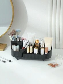 1入組360度旋轉化妝品收納盒,可收納化妝刷,桌面式收納容器,超大容量,可拆式桌面置物架,可旋轉筆筒 - 粉色 - 查看 5