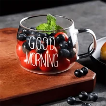 1 Pièce, 350 Ml Mug En Verre, Tasse D'eau Transparente, Tasses À Café, Verre À Avoine Pour Le Petit Déjeuner Pour Le Jus, Le Lait, Le Thé Et Plus Encore, Verrerie D'été Comme D'hiver